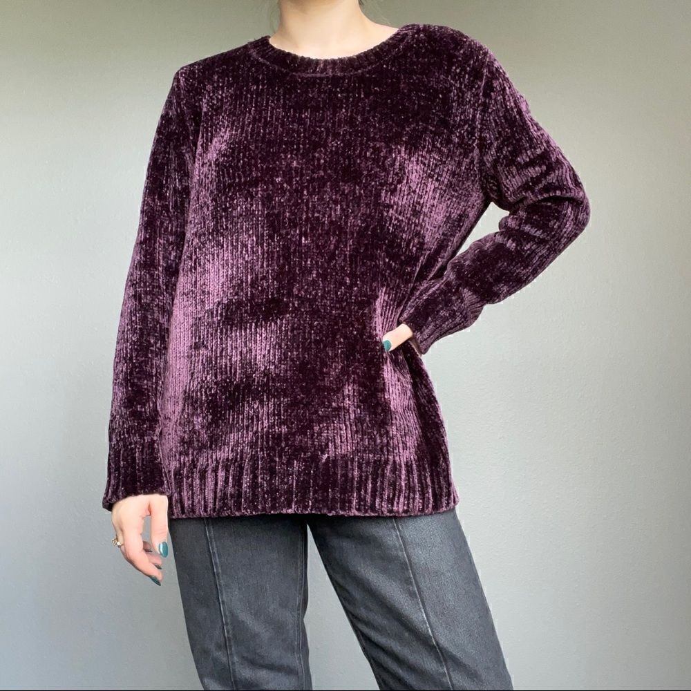 Orvis Women’s Purple Relaxed Crewneck Soft Warm Lounge Sweater Sz L